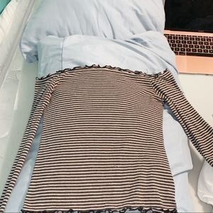 Stripped black and white, tight, off the sleeve.